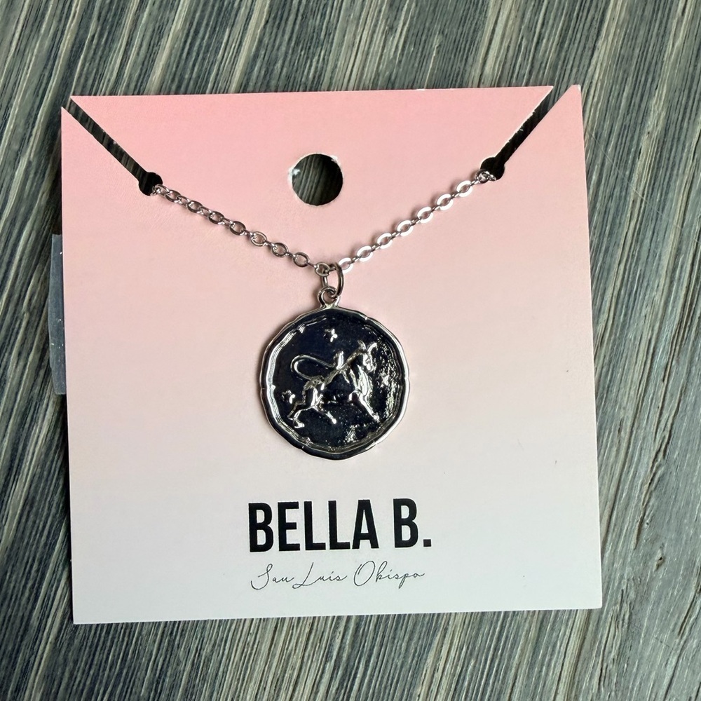 Taurus Zodiac Stamp Charm Necklace in Silver